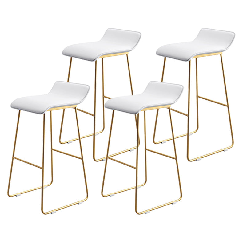 Coffee Shop Counter Stool Glam Metal Footrest Low Back Counter Stools White-Gold 4 Piece Set Clearhalo 'Bar Furniture' 'Bar Stools' 'bar_stools' 'furn' 'furn_bar_stools' 'Furniture' 'furniture_bar_stools' 'Kitchen & Dining Furniture' 5062333