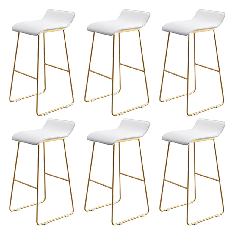 Coffee Shop Counter Stool Glam Metal Footrest Low Back Counter Stools White-Gold 6 Piece Set Clearhalo 'Bar Furniture' 'Bar Stools' 'bar_stools' 'furn' 'furn_bar_stools' 'Furniture' 'furniture_bar_stools' 'Kitchen & Dining Furniture' 5062334