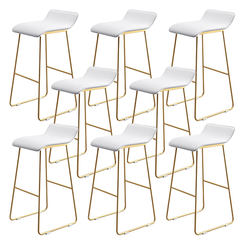 Coffee Shop Counter Stool Glam Metal Footrest Low Back Counter Stools White-Gold 8 Piece Set Clearhalo 'Bar Furniture' 'Bar Stools' 'bar_stools' 'furn' 'furn_bar_stools' 'Furniture' 'furniture_bar_stools' 'Kitchen & Dining Furniture' 5062335
