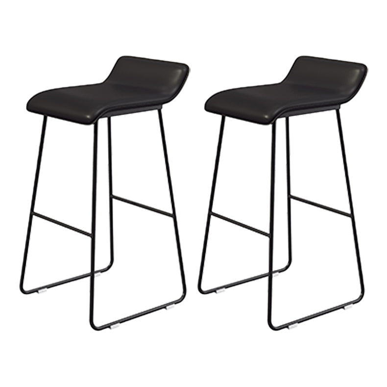 Coffee Shop Counter Stool Glam Metal Footrest Low Back Counter Stools Gloss Black 2 Piece Set Clearhalo 'Bar Furniture' 'Bar Stools' 'bar_stools' 'furn' 'furn_bar_stools' 'Furniture' 'furniture_bar_stools' 'Kitchen & Dining Furniture' 5062336