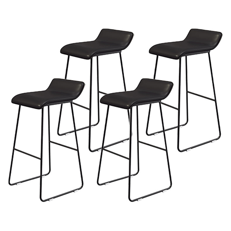 Coffee Shop Counter Stool Glam Metal Footrest Low Back Counter Stools Gloss Black 4 Piece Set Clearhalo 'Bar Furniture' 'Bar Stools' 'bar_stools' 'furn' 'furn_bar_stools' 'Furniture' 'furniture_bar_stools' 'Kitchen & Dining Furniture' 5062337