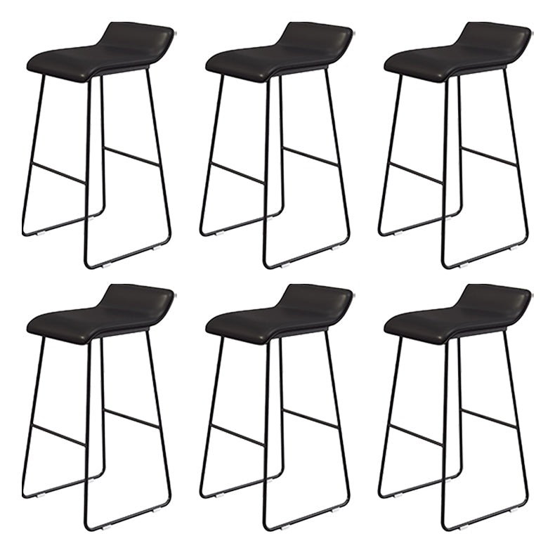 Coffee Shop Counter Stool Glam Metal Footrest Low Back Counter Stools Gloss Black 6 Piece Set Clearhalo 'Bar Furniture' 'Bar Stools' 'bar_stools' 'furn' 'furn_bar_stools' 'Furniture' 'furniture_bar_stools' 'Kitchen & Dining Furniture' 5062338