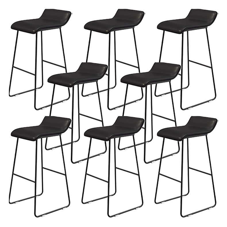 Coffee Shop Counter Stool Glam Metal Footrest Low Back Counter Stools Gloss Black 8 Piece Set Clearhalo 'Bar Furniture' 'Bar Stools' 'bar_stools' 'furn' 'furn_bar_stools' 'Furniture' 'furniture_bar_stools' 'Kitchen & Dining Furniture' 5062339