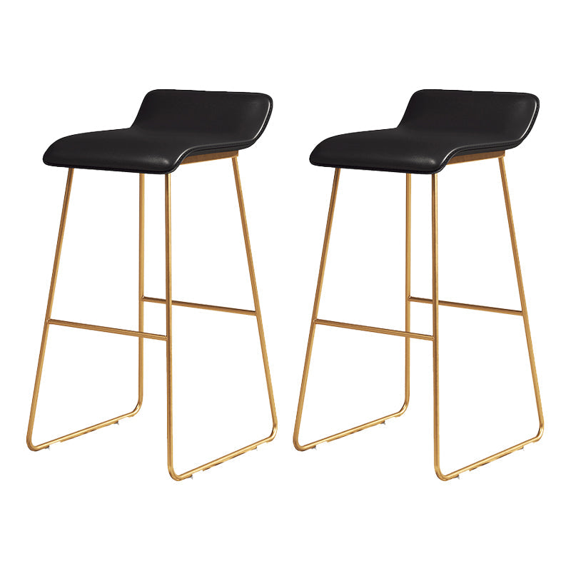 Coffee Shop Counter Stool Glam Metal Footrest Low Back Counter Stools Black-Gold 2 Piece Set Clearhalo 'Bar Furniture' 'Bar Stools' 'bar_stools' 'furn' 'furn_bar_stools' 'Furniture' 'furniture_bar_stools' 'Kitchen & Dining Furniture' 5062340