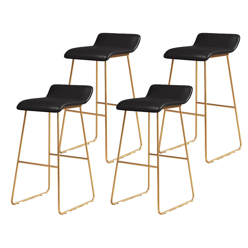 Coffee Shop Counter Stool Glam Metal Footrest Low Back Counter Stools Black-Gold 4 Piece Set Clearhalo 'Bar Furniture' 'Bar Stools' 'bar_stools' 'furn' 'furn_bar_stools' 'Furniture' 'furniture_bar_stools' 'Kitchen & Dining Furniture' 5062341