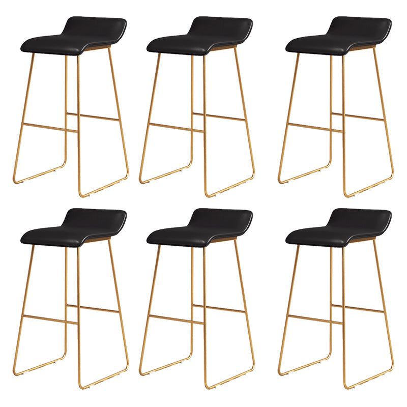Coffee Shop Counter Stool Glam Metal Footrest Low Back Counter Stools Black-Gold 6 Piece Set Clearhalo 'Bar Furniture' 'Bar Stools' 'bar_stools' 'furn' 'furn_bar_stools' 'Furniture' 'furniture_bar_stools' 'Kitchen & Dining Furniture' 5062342