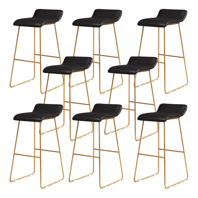 Coffee Shop Counter Stool Glam Metal Footrest Low Back Counter Stools Black-Gold 8 Piece Set Clearhalo 'Bar Furniture' 'Bar Stools' 'bar_stools' 'furn' 'furn_bar_stools' 'Furniture' 'furniture_bar_stools' 'Kitchen & Dining Furniture' 5062343
