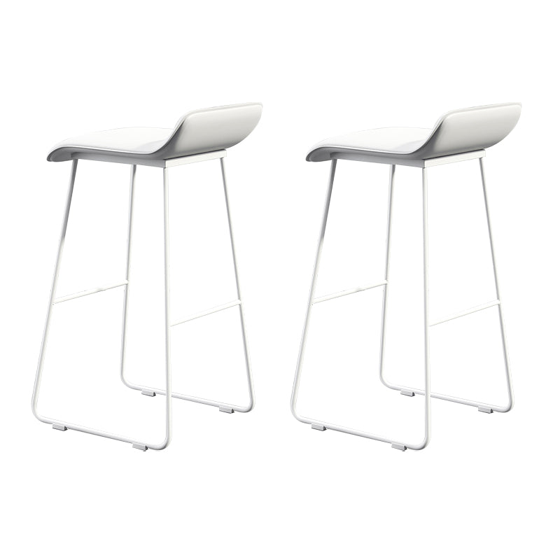 Coffee Shop Counter Stool Glam Metal Footrest Low Back Counter Stools Gloss White 2 Piece Set Clearhalo 'Bar Furniture' 'Bar Stools' 'bar_stools' 'furn' 'furn_bar_stools' 'Furniture' 'furniture_bar_stools' 'Kitchen & Dining Furniture' 5062344