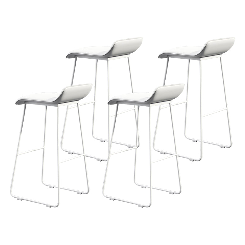 Coffee Shop Counter Stool Glam Metal Footrest Low Back Counter Stools Gloss White 4 Piece Set Clearhalo 'Bar Furniture' 'Bar Stools' 'bar_stools' 'furn' 'furn_bar_stools' 'Furniture' 'furniture_bar_stools' 'Kitchen & Dining Furniture' 5062345
