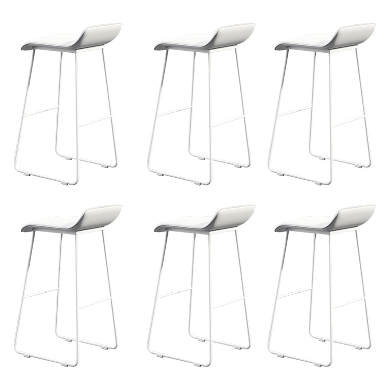 Coffee Shop Counter Stool Glam Metal Footrest Low Back Counter Stools Gloss White 6 Piece Set Clearhalo 'Bar Furniture' 'Bar Stools' 'bar_stools' 'furn' 'furn_bar_stools' 'Furniture' 'furniture_bar_stools' 'Kitchen & Dining Furniture' 5062346