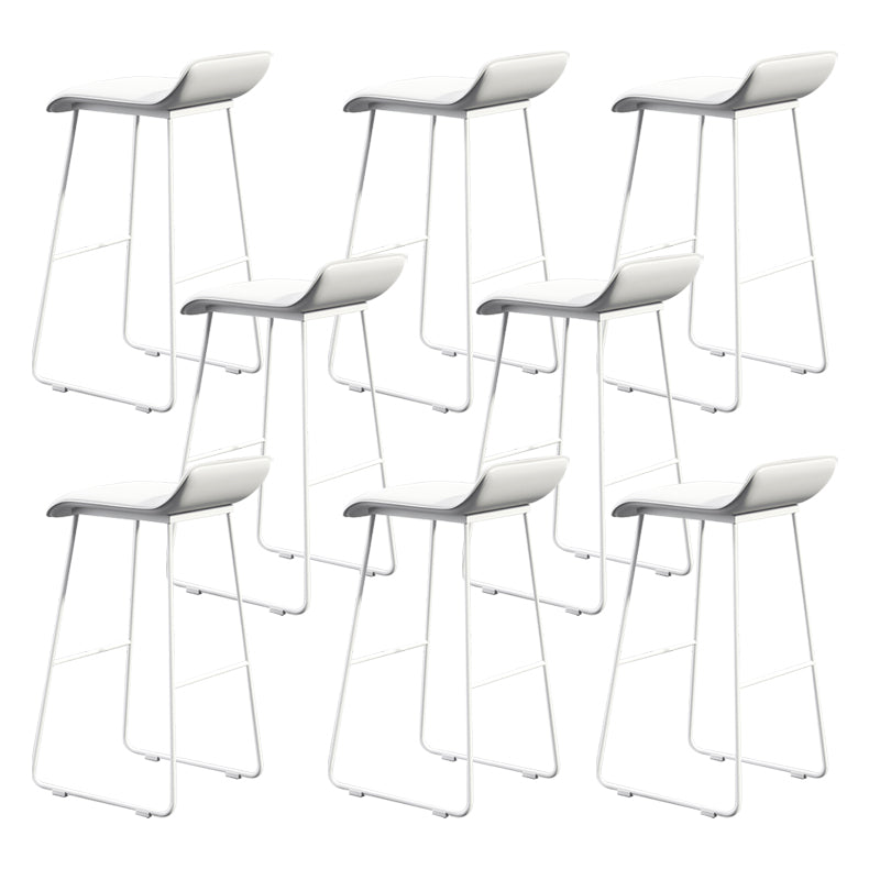 Coffee Shop Counter Stool Glam Metal Footrest Low Back Counter Stools Gloss White 8 Piece Set Clearhalo 'Bar Furniture' 'Bar Stools' 'bar_stools' 'furn' 'furn_bar_stools' 'Furniture' 'furniture_bar_stools' 'Kitchen & Dining Furniture' 5062347
