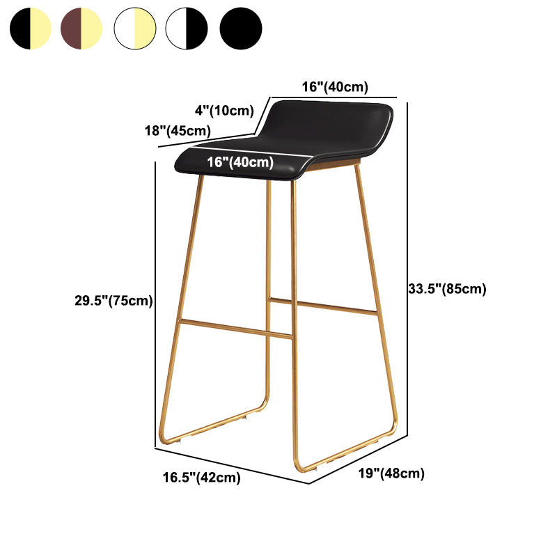 Coffee Shop Counter Stool Glam Metal Footrest Low Back Counter Stools Clearhalo 'Bar Furniture' 'Bar Stools' 'bar_stools' 'furn' 'furn_bar_stools' 'Furniture' 'furniture_bar_stools' 'Kitchen & Dining Furniture' 5062349