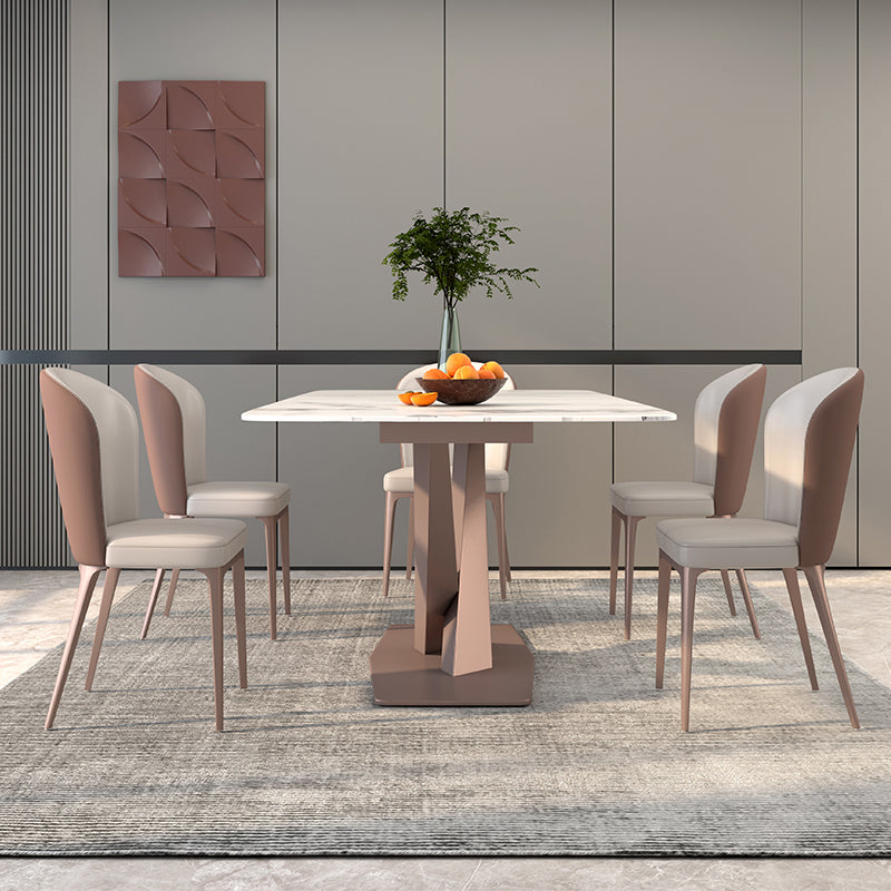 Extendable Sintered Stone Dining Set Rectangle 1/4/5/7 Pieces Kitchen Table with Chairs Clearhalo 'Dining Room Sets' 'Dining Tables & Seating' 'dining_room_set' 'furn' 'furn_dining_room_set' 'Furniture' 'furniture_dining_room_set' 'Kitchen & Dining Furniture' 5062352