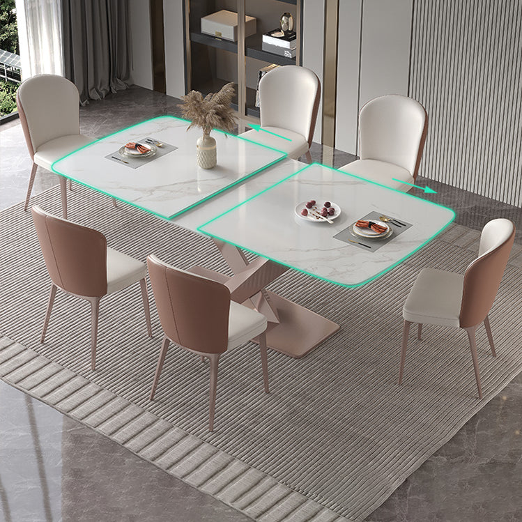 Extendable Sintered Stone Dining Set Rectangle 1/4/5/7 Pieces Kitchen Table with Chairs Clearhalo 'Dining Room Sets' 'Dining Tables & Seating' 'dining_room_set' 'furn' 'furn_dining_room_set' 'Furniture' 'furniture_dining_room_set' 'Kitchen & Dining Furniture' 5062357