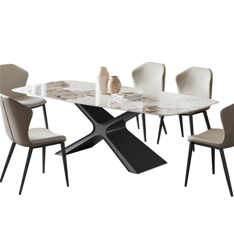 Modern Sintered Stone Top Dining Set Rectangle 1/2/4/5/6/7 Pieces Dining Room Table Set 6 Pieces: Table, 5 Chairs Clearhalo 'Dining Room Sets' 'Dining Tables & Seating' 'dining_room_set' 'furn' 'furn_dining_room_set' 'Furniture' 'furniture_dining_room_set' 'Kitchen & Dining Furniture' 5062366