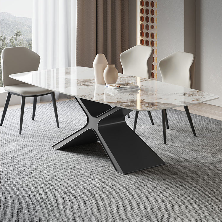 Modern Sintered Stone Top Dining Set Rectangle 1/2/4/5/6/7 Pieces Dining Room Table Set 4 Pieces: Table, 3 Chairs Clearhalo 'Dining Room Sets' 'Dining Tables & Seating' 'dining_room_set' 'furn' 'furn_dining_room_set' 'Furniture' 'furniture_dining_room_set' 'Kitchen & Dining Furniture' 5062367
