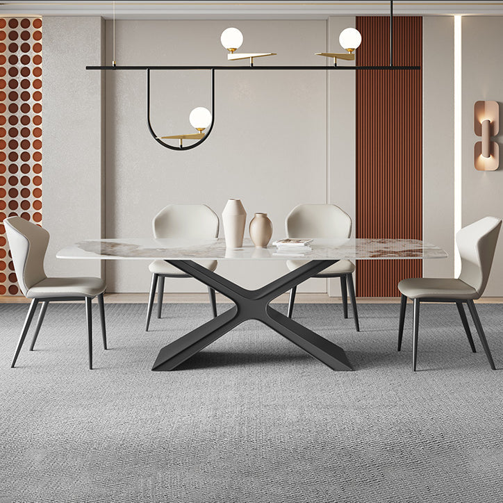 Modern Sintered Stone Top Dining Set Rectangle 1/2/4/5/6/7 Pieces Dining Room Table Set 5 Pieces: Table, 4 Chairs Clearhalo 'Dining Room Sets' 'Dining Tables & Seating' 'dining_room_set' 'furn' 'furn_dining_room_set' 'Furniture' 'furniture_dining_room_set' 'Kitchen & Dining Furniture' 5062368