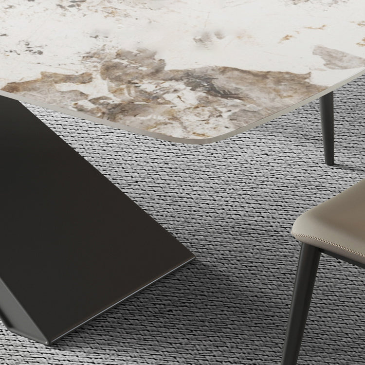 Modern Sintered Stone Top Dining Set Rectangle 1/2/4/5/6/7 Pieces Dining Room Table Set Clearhalo 'Dining Room Sets' 'Dining Tables & Seating' 'dining_room_set' 'furn' 'furn_dining_room_set' 'Furniture' 'furniture_dining_room_set' 'Kitchen & Dining Furniture' 5062375