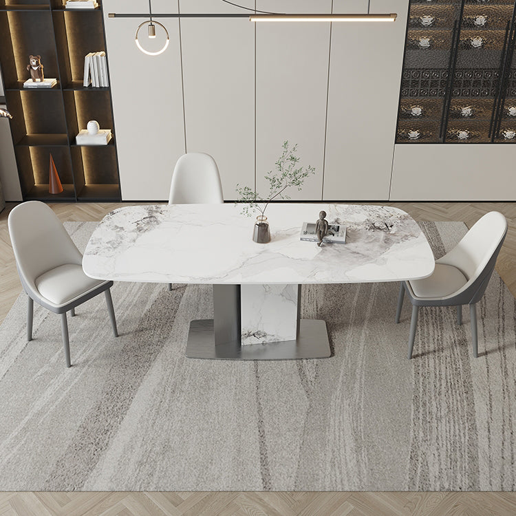 Designer Style Sintered Stone Dining Set Rectangle 1/3/4/5/7 Pieces Dining Room Table Set 4 Pieces: Table, 3 Chairs Clearhalo 'Dining Room Sets' 'Dining Tables & Seating' 'dining_room_set' 'furn' 'furn_dining_room_set' 'Furniture' 'furniture_dining_room_set' 'Kitchen & Dining Furniture' 5062383