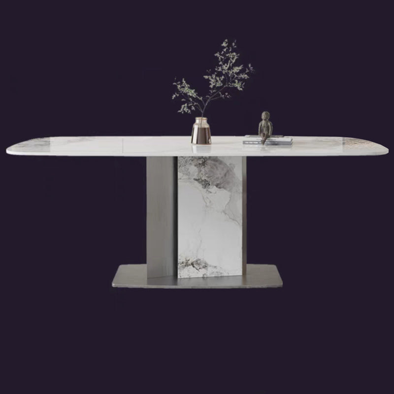 Designer Style Sintered Stone Dining Set Rectangle 1/3/4/5/7 Pieces Dining Room Table Set White 70.9"L x 35.4"W Clearhalo 'Dining Room Sets' 'Dining Tables & Seating' 'dining_room_set' 'furn' 'furn_dining_room_set' 'Furniture' 'furniture_dining_room_set' 'Kitchen & Dining Furniture' 5062384