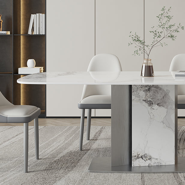 Designer Style Sintered Stone Dining Set Rectangle 1/3/4/5/7 Pieces Dining Room Table Set Clearhalo 'Dining Room Sets' 'Dining Tables & Seating' 'dining_room_set' 'furn' 'furn_dining_room_set' 'Furniture' 'furniture_dining_room_set' 'Kitchen & Dining Furniture' 5062390