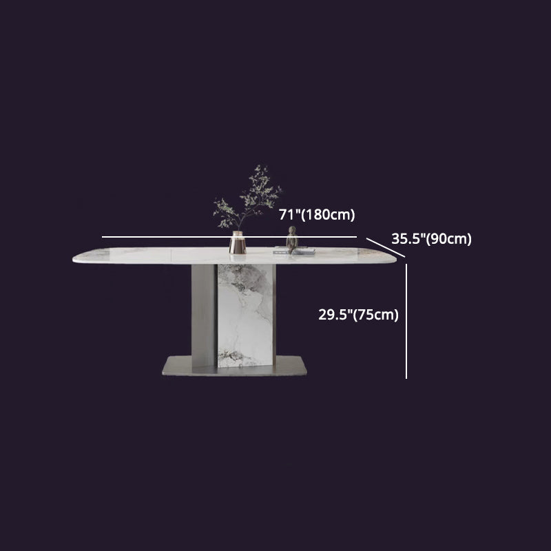 Designer Style Sintered Stone Dining Set Rectangle 1/3/4/5/7 Pieces Dining Room Table Set Clearhalo 'Dining Room Sets' 'Dining Tables & Seating' 'dining_room_set' 'furn' 'furn_dining_room_set' 'Furniture' 'furniture_dining_room_set' 'Kitchen & Dining Furniture' 5062399