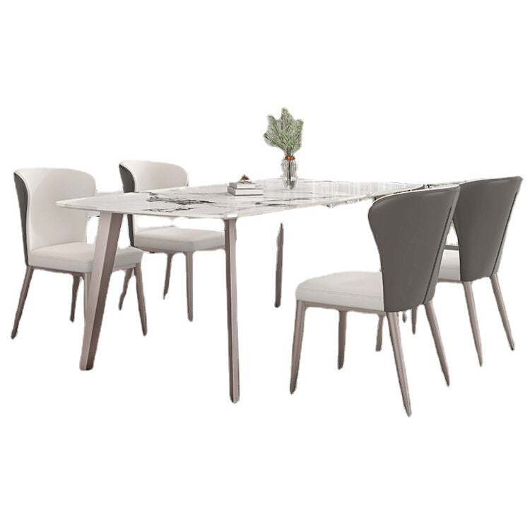 Designer Style Sintered Stone Top Dining Set Rectangle 1/4/5/7 Pieces Dining Table Set 5 Pieces: Table, 4 Chairs Clearhalo 'Dining Room Sets' 'Dining Tables & Seating' 'dining_room_set' 'furn' 'furn_dining_room_set' 'Furniture' 'furniture_dining_room_set' 'Kitchen & Dining Furniture' 5062401