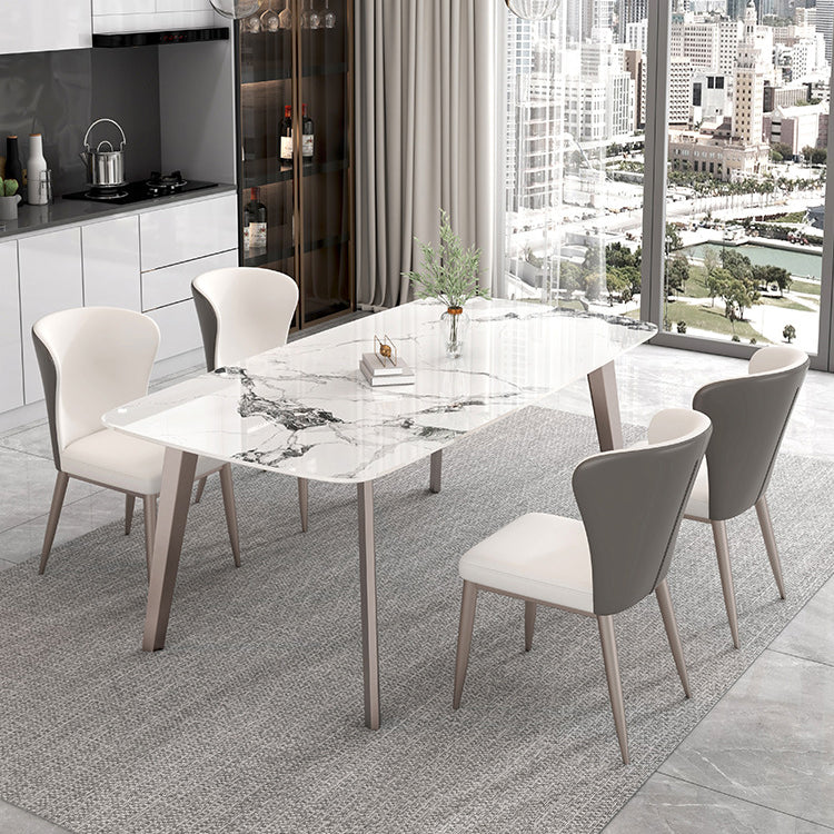 Designer Style Sintered Stone Top Dining Set Rectangle 1/4/5/7 Pieces Dining Table Set Clearhalo 'Dining Room Sets' 'Dining Tables & Seating' 'dining_room_set' 'furn' 'furn_dining_room_set' 'Furniture' 'furniture_dining_room_set' 'Kitchen & Dining Furniture' 5062405