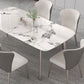 Designer Style Sintered Stone Top Dining Set Rectangle 1/4/5/7 Pieces Dining Table Set Clearhalo 'Dining Room Sets' 'Dining Tables & Seating' 'dining_room_set' 'furn' 'furn_dining_room_set' 'Furniture' 'furniture_dining_room_set' 'Kitchen & Dining Furniture' 5062410