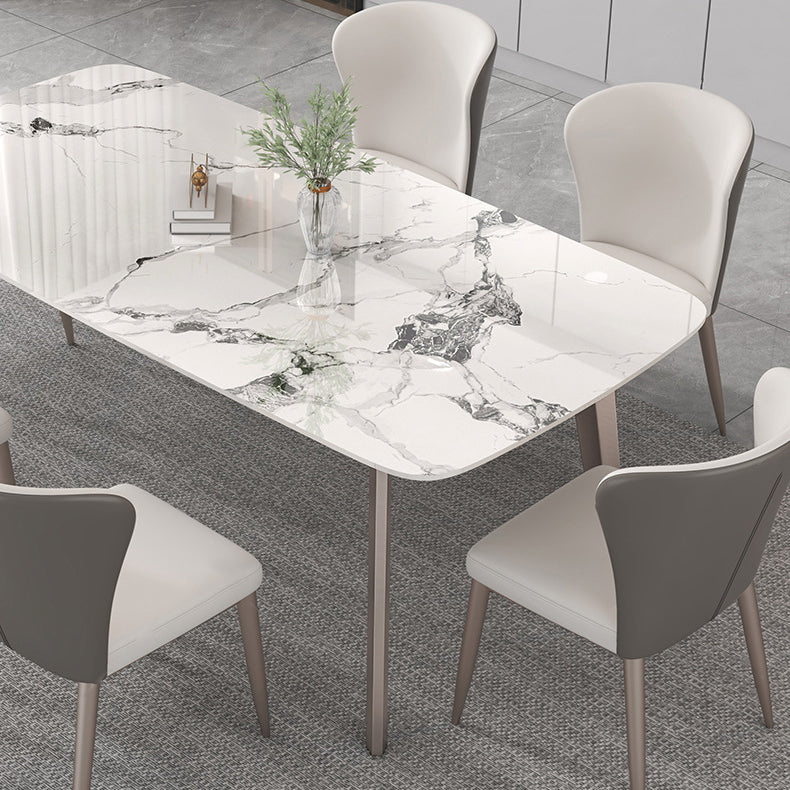 Designer Style Sintered Stone Top Dining Set Rectangle 1/4/5/7 Pieces Dining Table Set Clearhalo 'Dining Room Sets' 'Dining Tables & Seating' 'dining_room_set' 'furn' 'furn_dining_room_set' 'Furniture' 'furniture_dining_room_set' 'Kitchen & Dining Furniture' 5062410