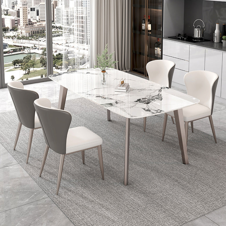 Designer Style Sintered Stone Top Dining Set Rectangle 1/4/5/7 Pieces Dining Table Set Clearhalo 'Dining Room Sets' 'Dining Tables & Seating' 'dining_room_set' 'furn' 'furn_dining_room_set' 'Furniture' 'furniture_dining_room_set' 'Kitchen & Dining Furniture' 5062413