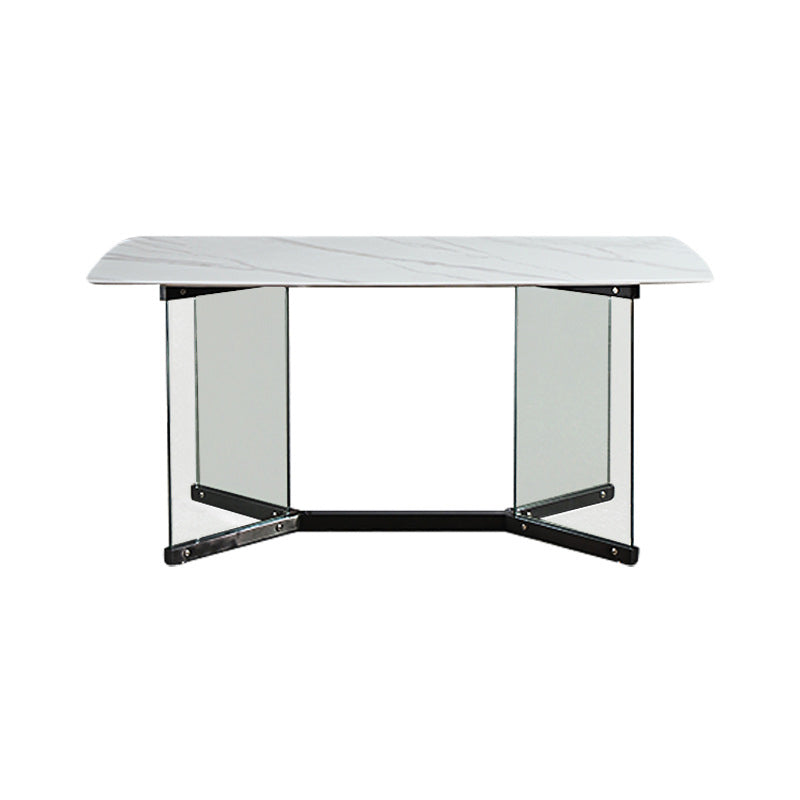 Designer Style Sintered Stone Dining Set Rectangle 1/2/5/7 Pieces Dining Room Table Set White 87"L x 39"W Clearhalo 'Dining Room Sets' 'Dining Tables & Seating' 'dining_room_set' 'furn' 'furn_dining_room_set' 'Furniture' 'furniture_dining_room_set' 'Kitchen & Dining Furniture' 5062425