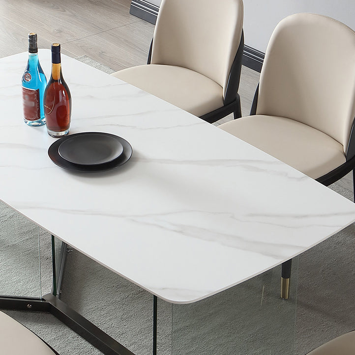 Designer Style Sintered Stone Dining Set Rectangle 1/2/5/7 Pieces Dining Room Table Set Clearhalo 'Dining Room Sets' 'Dining Tables & Seating' 'dining_room_set' 'furn' 'furn_dining_room_set' 'Furniture' 'furniture_dining_room_set' 'Kitchen & Dining Furniture' 5062427