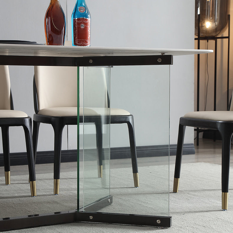 Designer Style Sintered Stone Dining Set Rectangle 1/2/5/7 Pieces Dining Room Table Set Clearhalo 'Dining Room Sets' 'Dining Tables & Seating' 'dining_room_set' 'furn' 'furn_dining_room_set' 'Furniture' 'furniture_dining_room_set' 'Kitchen & Dining Furniture' 5062429