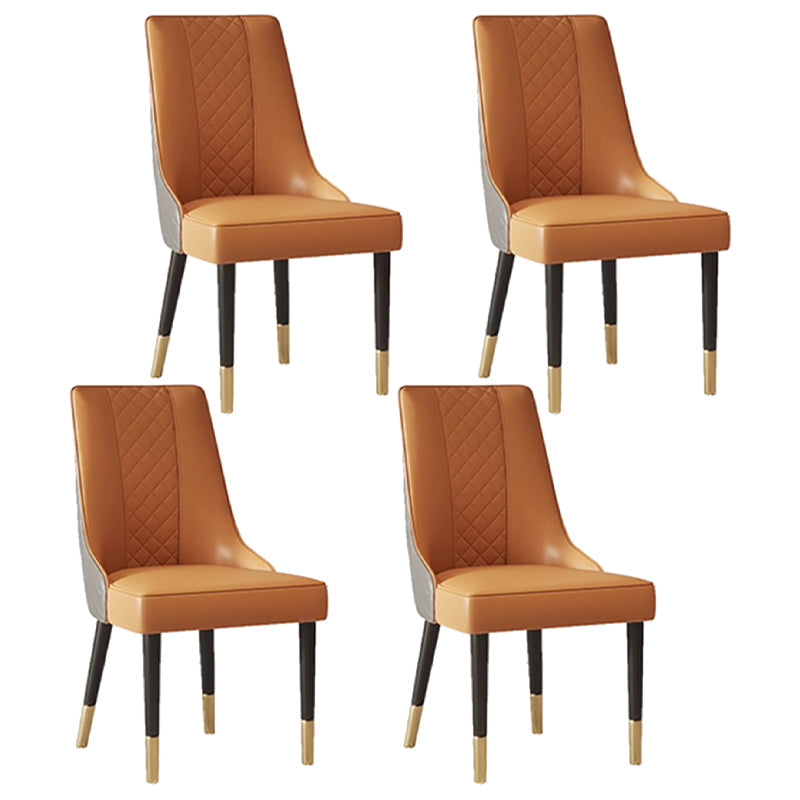 Designer Style Sintered Stone Top Dining Set 1/4/5/7 Pieces Dining Room Table Set 4 Orange Chairs Clearhalo 'Dining Room Sets' 'Dining Tables & Seating' 'dining_room_set' 'furn' 'furn_dining_room_set' 'Furniture' 'furniture_dining_room_set' 'Kitchen & Dining Furniture' 5062437