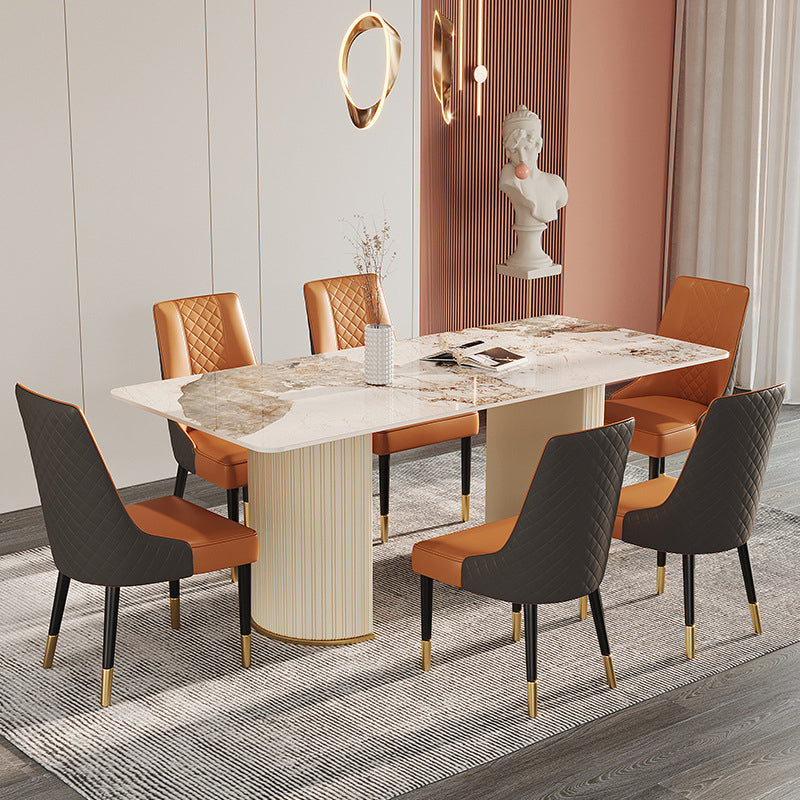 Designer Style Sintered Stone Top Dining Set 1/4/5/7 Pieces Dining Room Table Set Clearhalo 'Dining Room Sets' 'Dining Tables & Seating' 'dining_room_set' 'furn' 'furn_dining_room_set' 'Furniture' 'furniture_dining_room_set' 'Kitchen & Dining Furniture' 5062439