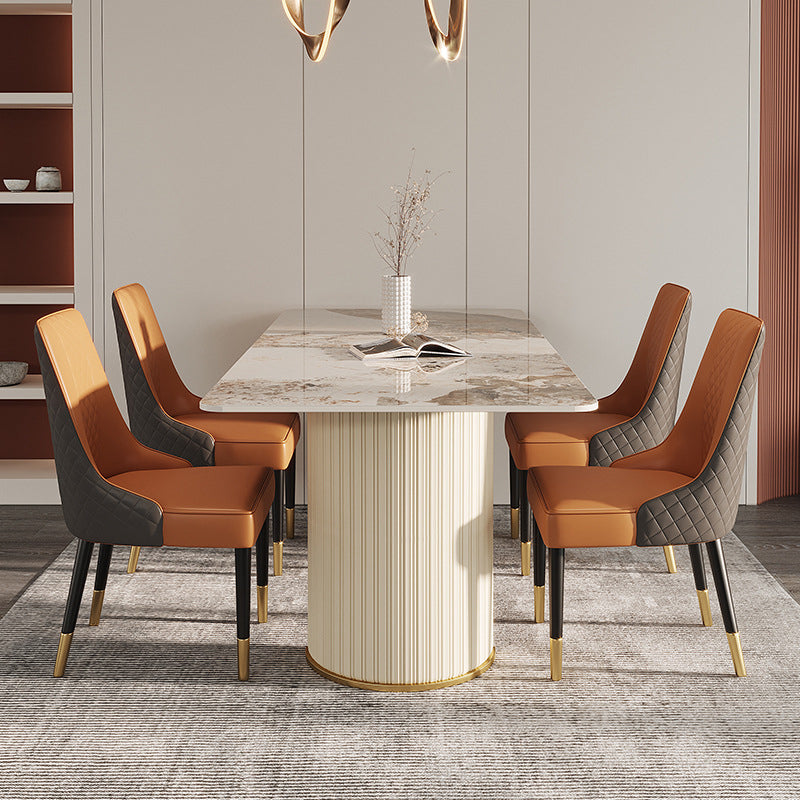 Designer Style Sintered Stone Top Dining Set 1/4/5/7 Pieces Dining Room Table Set Clearhalo 'Dining Room Sets' 'Dining Tables & Seating' 'dining_room_set' 'furn' 'furn_dining_room_set' 'Furniture' 'furniture_dining_room_set' 'Kitchen & Dining Furniture' 5062440