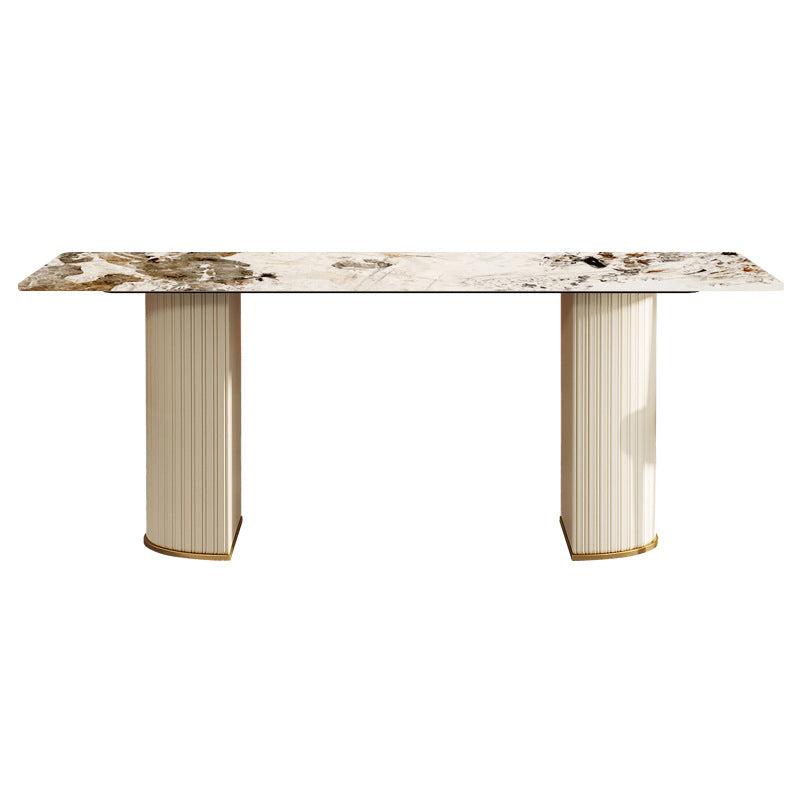 Designer Style Sintered Stone Top Dining Set 1/4/5/7 Pieces Dining Room Table Set White 87"L x 39"W Clearhalo 'Dining Room Sets' 'Dining Tables & Seating' 'dining_room_set' 'furn' 'furn_dining_room_set' 'Furniture' 'furniture_dining_room_set' 'Kitchen & Dining Furniture' 5062441