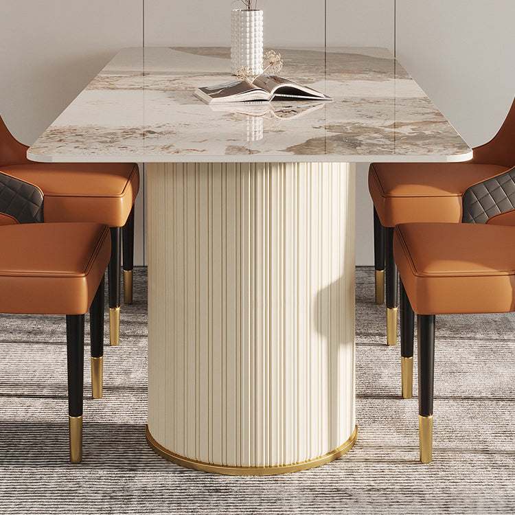 Designer Style Sintered Stone Top Dining Set 1/4/5/7 Pieces Dining Room Table Set Clearhalo 'Dining Room Sets' 'Dining Tables & Seating' 'dining_room_set' 'furn' 'furn_dining_room_set' 'Furniture' 'furniture_dining_room_set' 'Kitchen & Dining Furniture' 5062444