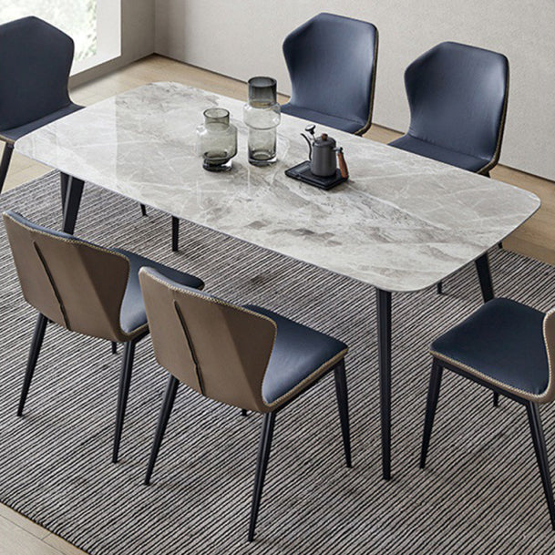 Designer Style Sintered Stone Dining Set Rectangle 1/4/5/7 Pieces Dining Room Table Set Clearhalo 'Dining Room Sets' 'Dining Tables & Seating' 'dining_room_set' 'furn' 'furn_dining_room_set' 'Furniture' 'furniture_dining_room_set' 'Kitchen & Dining Furniture' 5062459