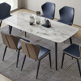 Designer Style Sintered Stone Dining Set Rectangle 1/4/5/7 Pieces Dining Room Table Set Clearhalo 'Dining Room Sets' 'Dining Tables & Seating' 'dining_room_set' 'furn' 'furn_dining_room_set' 'Furniture' 'furniture_dining_room_set' 'Kitchen & Dining Furniture' 5062459