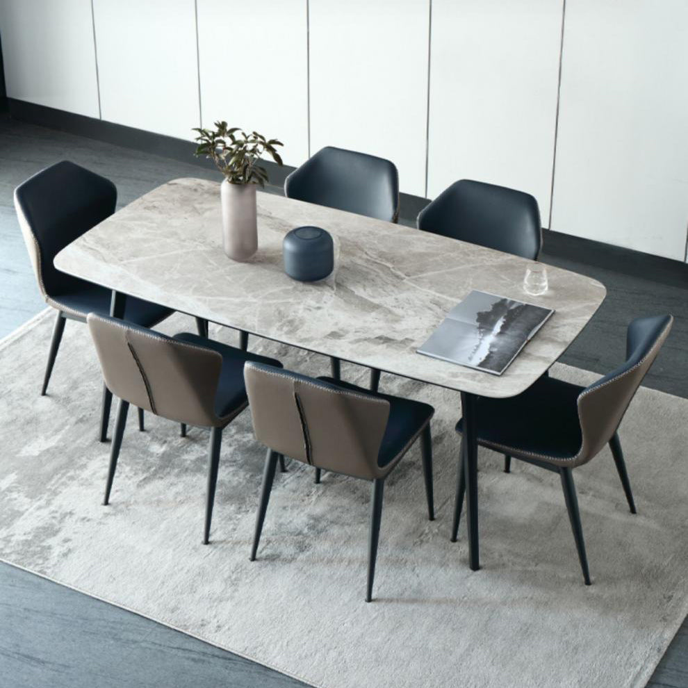 Designer Style Sintered Stone Dining Set Rectangle 1/4/5/7 Pieces Dining Room Table Set Clearhalo 'Dining Room Sets' 'Dining Tables & Seating' 'dining_room_set' 'furn' 'furn_dining_room_set' 'Furniture' 'furniture_dining_room_set' 'Kitchen & Dining Furniture' 5062465