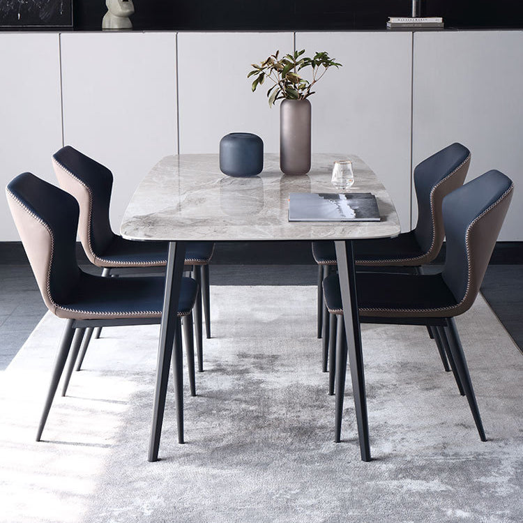 Designer Style Sintered Stone Dining Set Rectangle 1/4/5/7 Pieces Dining Room Table Set Clearhalo 'Dining Room Sets' 'Dining Tables & Seating' 'dining_room_set' 'furn' 'furn_dining_room_set' 'Furniture' 'furniture_dining_room_set' 'Kitchen & Dining Furniture' 5062467