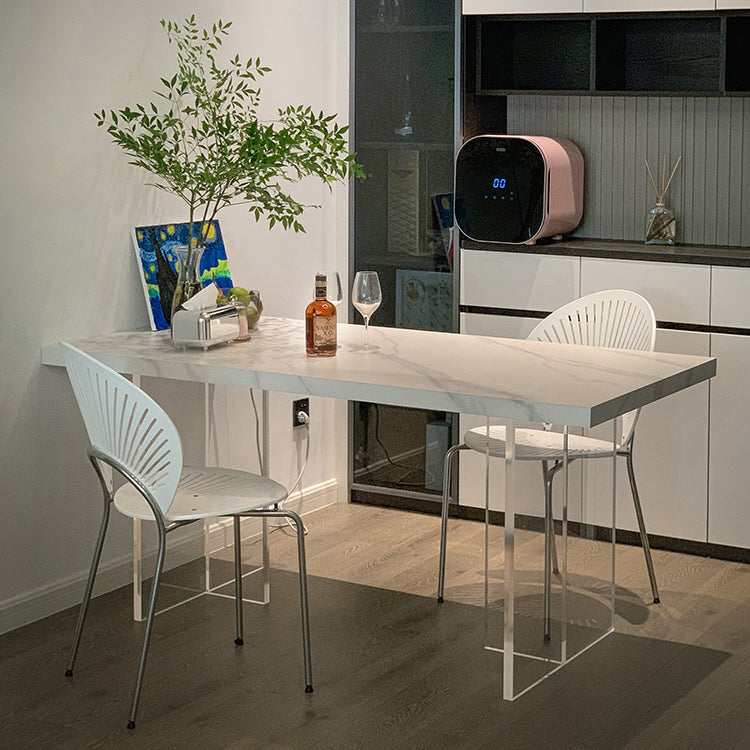 Modern Acrylic Dining Table Set 1/2/3/5 Pieces Rectangle Sintered Stone Top Dinette Set 3 Pieces: Table, 2 Chairs Clearhalo 'Dining Room Sets' 'Dining Tables & Seating' 'dining_room_set' 'furn' 'furn_dining_room_set' 'Furniture' 'furniture_dining_room_set' 'Kitchen & Dining Furniture' 5062474