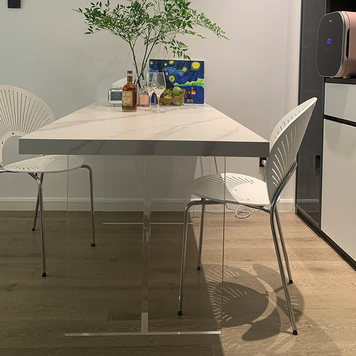 Modern Acrylic Dining Table Set 1/2/3/5 Pieces Rectangle Sintered Stone Top Dinette Set Clearhalo 'Dining Room Sets' 'Dining Tables & Seating' 'dining_room_set' 'furn' 'furn_dining_room_set' 'Furniture' 'furniture_dining_room_set' 'Kitchen & Dining Furniture' 5062482