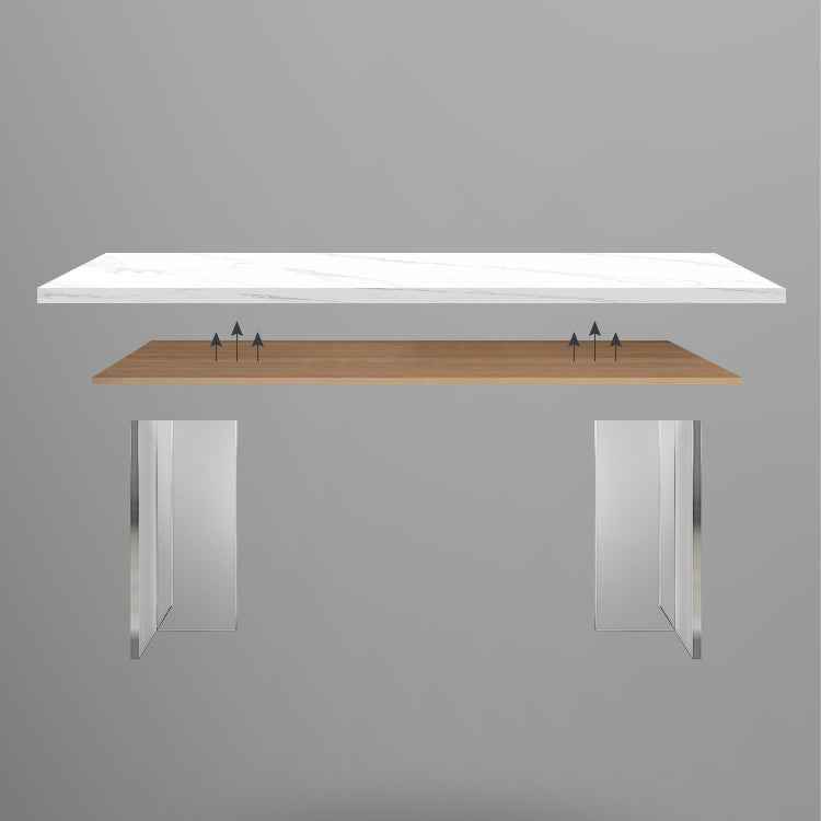 Modern Acrylic Dining Table Set 1/2/3/5 Pieces Rectangle Sintered Stone Top Dinette Set Clearhalo 'Dining Room Sets' 'Dining Tables & Seating' 'dining_room_set' 'furn' 'furn_dining_room_set' 'Furniture' 'furniture_dining_room_set' 'Kitchen & Dining Furniture' 5062483