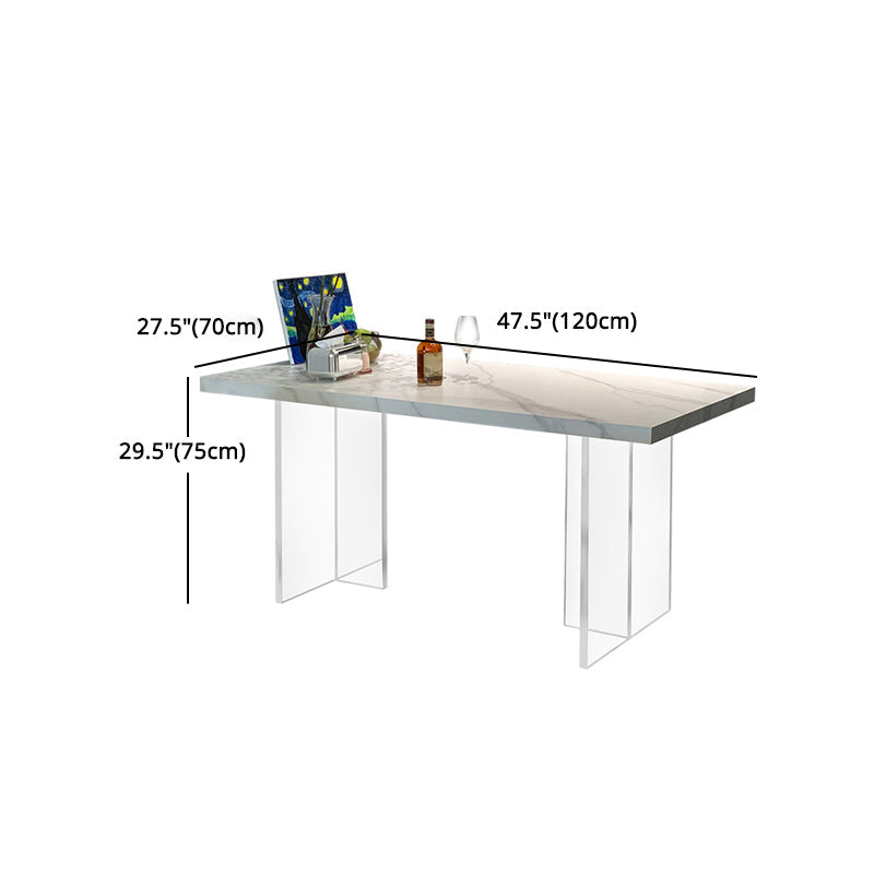 Modern Acrylic Dining Table Set 1/2/3/5 Pieces Rectangle Sintered Stone Top Dinette Set Clearhalo 'Dining Room Sets' 'Dining Tables & Seating' 'dining_room_set' 'furn' 'furn_dining_room_set' 'Furniture' 'furniture_dining_room_set' 'Kitchen & Dining Furniture' 5062485