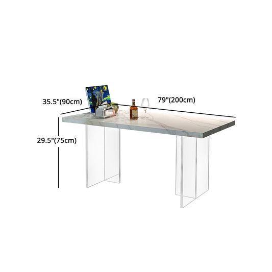 Modern Acrylic Dining Table Set 1/2/3/5 Pieces Rectangle Sintered Stone Top Dinette Set Clearhalo 'Dining Room Sets' 'Dining Tables & Seating' 'dining_room_set' 'furn' 'furn_dining_room_set' 'Furniture' 'furniture_dining_room_set' 'Kitchen & Dining Furniture' 5062490