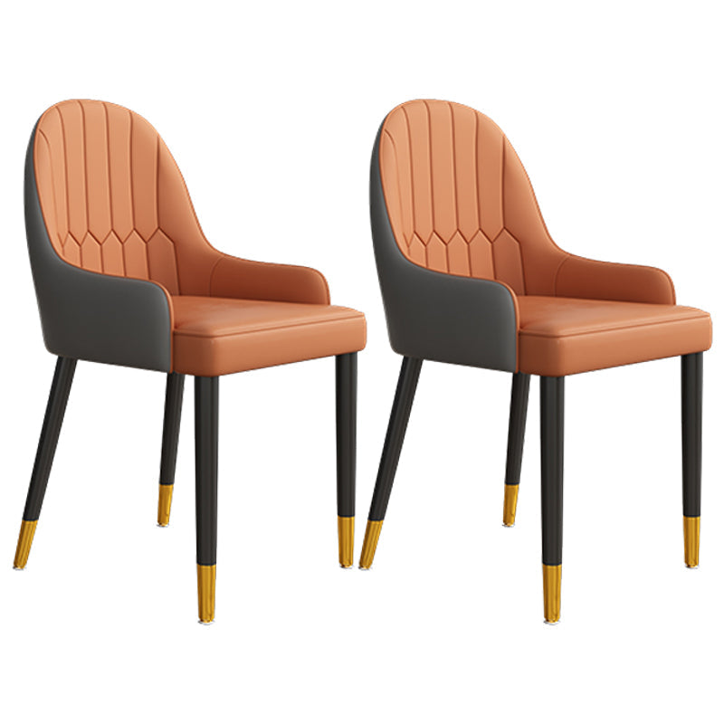 Modern Rectangle Dining Table Set 1/2/5/7 Pieces Grey Sintered Stone Top Dinette Set 2 Orange Chairs Clearhalo 'Dining Room Sets' 'Dining Tables & Seating' 'dining_room_set' 'furn' 'furn_dining_room_set' 'Furniture' 'furniture_dining_room_set' 'Kitchen & Dining Furniture' 5062496