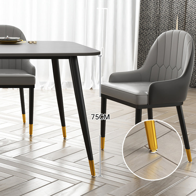 Modern Rectangle Dining Table Set 1/2/5/7 Pieces Grey Sintered Stone Top Dinette Set Clearhalo 'Dining Room Sets' 'Dining Tables & Seating' 'dining_room_set' 'furn' 'furn_dining_room_set' 'Furniture' 'furniture_dining_room_set' 'Kitchen & Dining Furniture' 5062504